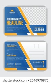 Landscape flyer design for marketing, Property sale postcard or EDDM template, print ready file
