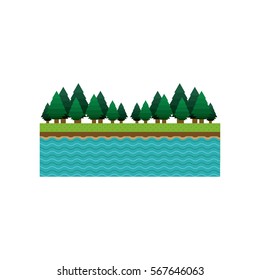 landscape forest background with lake