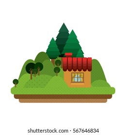landscape forest with confortable room with window