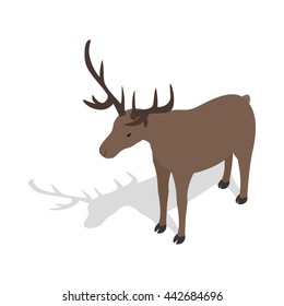 Landscape forest deer icon. Isometric 3d illustration of forest deer vector icon isolated on white background