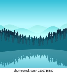 Landscape forest and lake