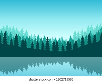 Landscape forest and lake