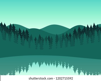 Landscape forest and lake