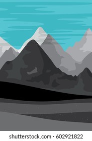 Landscape with forest and mountains. Vector illustration

