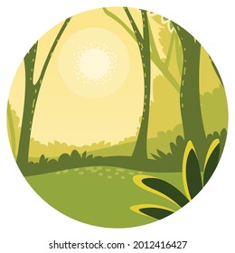 landscape forest sun round scene