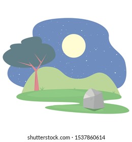 landscape forest trees botanical icon vector illustration