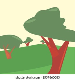 landscape forest trees botanical natural vector illustration