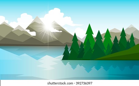 Landscape Mountain Sea Usable Background Wallpaper Stock Vector ...