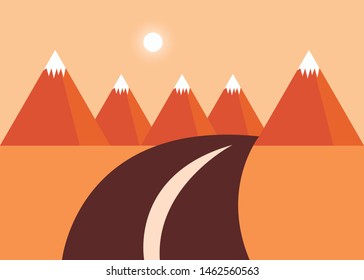 The landscape of forests, mountains and roads.
