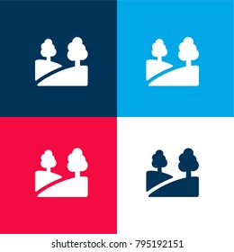 Landscape four color material and minimal icon logo set in red and blue