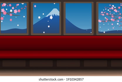 landscape of fuji mountain in the train