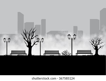 Landscape for game.Background for game. Black and white background.Seamless cartoon landscape. vector unending background.