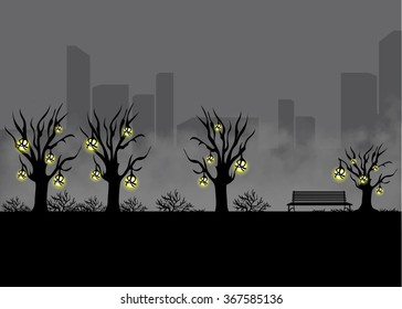 Landscape for game.Background for game. Black and white background.Seamless cartoon landscape. 
