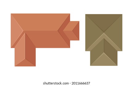 Landscape and Garden Design Elements with Pavilion Above View Vector Set