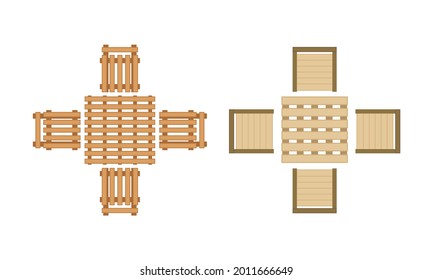 Landscape and Garden Design Elements with Pavilion Above View Vector Set