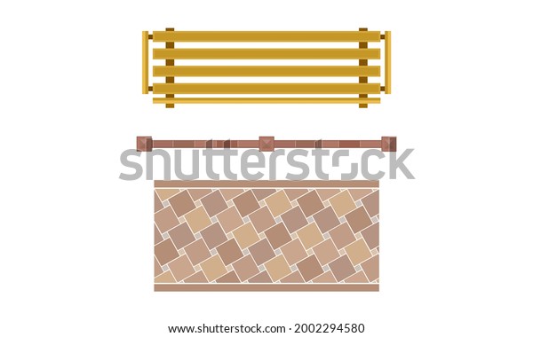 Landscape Garden Design Elements Wooden Bench Stock Vector Royalty Free Shutterstock