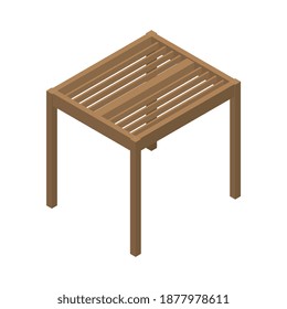 Landscape garden table design isometric vector illustration