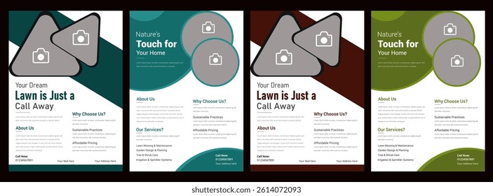 Landscape Gardening Services Lawn Care Flyer with Green and Yellow Accents
