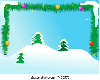Landscape with garland and the trees
