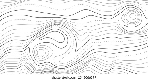 Landscape geodesy topographic map background. Grey topographic lines. Texture of lines