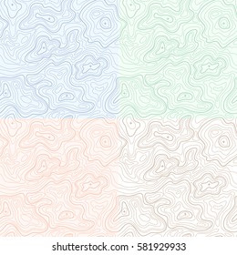 Landscape Geodesy Topographical Map Line with Mountain Texture Background Pattern Set. Vector illustration