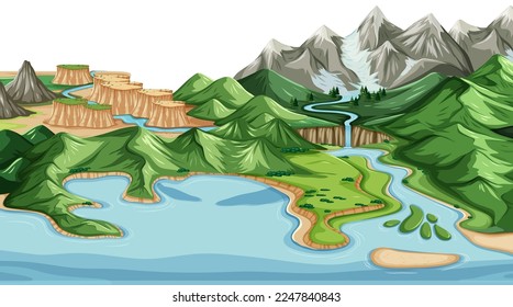 Landscape with geographical nature surface illustration