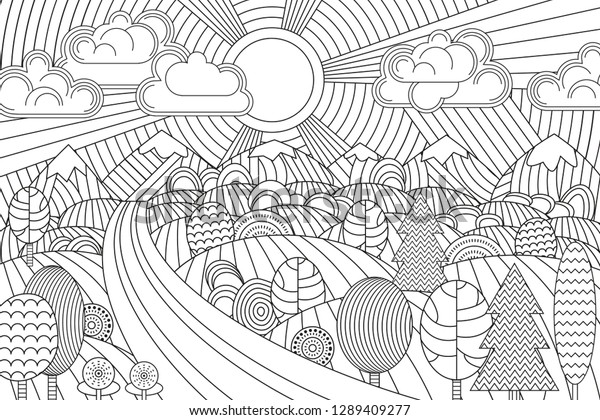 Landscape Geometric Elements Lines Anti Stress Stock Vector (Royalty ...