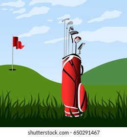 Landscape of a golf field, Vector illustration