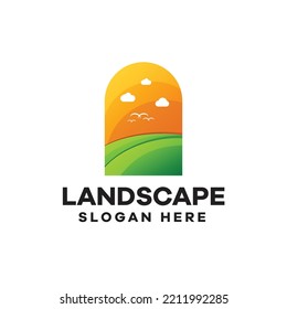 Landschaftsbild-Farbverlauf-Logo Außendesign