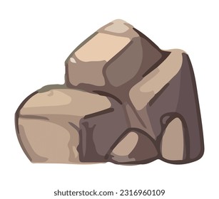 landscape with granite rocks icon isolated