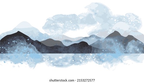 Gráfico paisajístico con montañas abstractas.