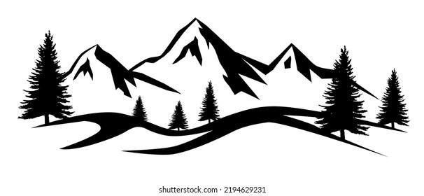 Landscape Graphic Mountains Trees Stock Vector (Royalty Free ...