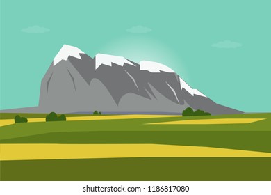 Landscape green blue sky