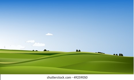 Landscape with green field
