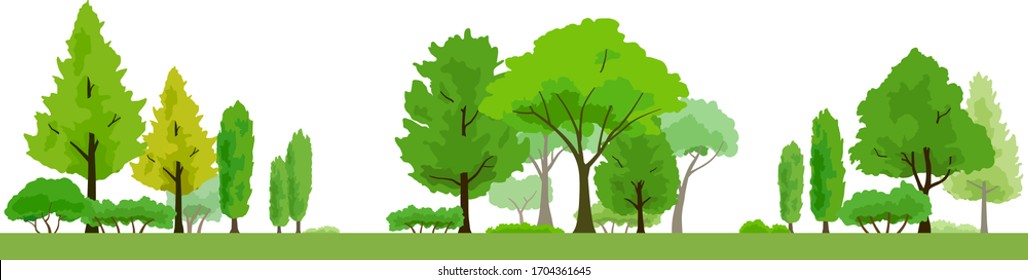 Landscape of Green lush trees, background illustration