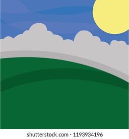 landscape green meadow clouds sun