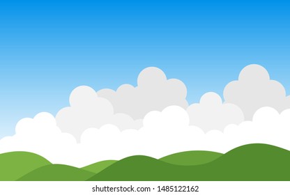 Landscape green mountain with cloud on blue sky vector background