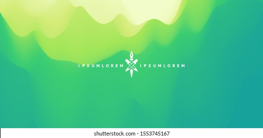 Landscape with green mountains. Mountainous terrain. Abstract nature background. Vector illustration. 