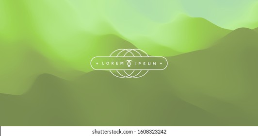 Landscape with green mountains. Mountainous terrain. Abstract nature background. Vector illustration. 