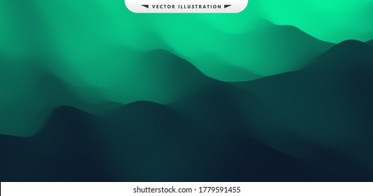Landscape and green mountains  Mountainous terrain  Abstract nature background  Vector illustration  