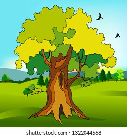 landscape green,  tree, horizon