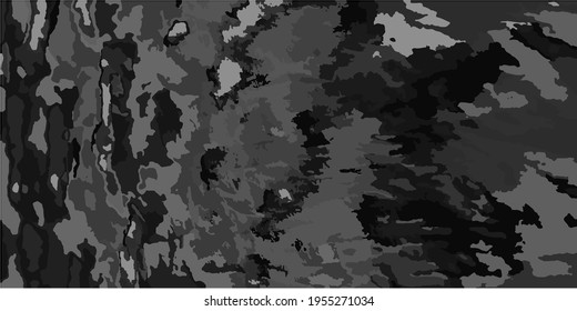 Landscape Grey Retro Watercolour Art Illustration. Light Grey. Foggy Details Silver Dirty Art Background. Monochrome Shadows Gray Ornamental Fabrics. Cloudy Metallic Vector Batik Style.