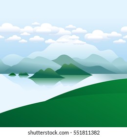 Landscape Gulf Coast Islands Mountains Clouds Stock Vector (Royalty ...