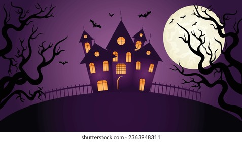 Landschaftsbild Halloween, Flachbild-Hintergrund, Frohes Halloween-Banner, Halloween-Party-Hintergrund, 
