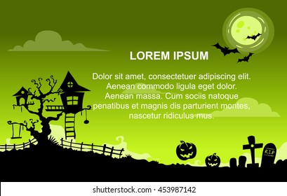 landscape halloween background with green color