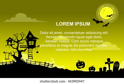 landscape halloween background with yellow color