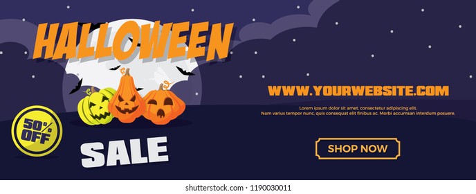 Landscape Halloween Sale Banner template.
