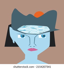The landscape head with blue face.