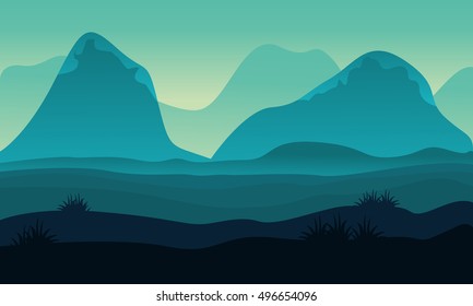 Landscape hight hill of silhouette vector illustration
