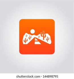 Landscape with Highway /  Road in the desert, icon, abstract Illustration, vector Image.
